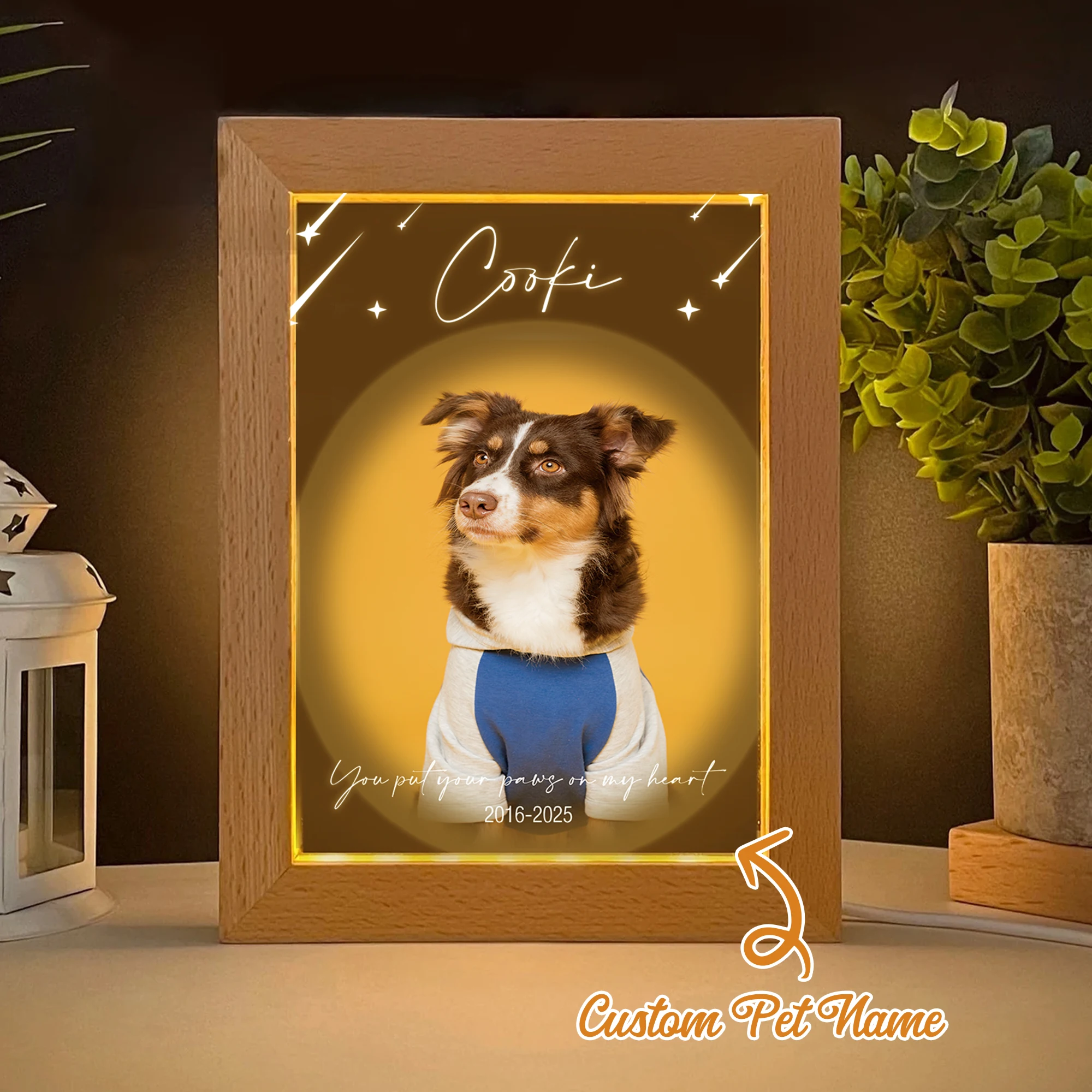

Customized Luminous Puppy Name LED Night View Photo Frame Personalized Gift Family Living Room Bedroom Dining Room Home