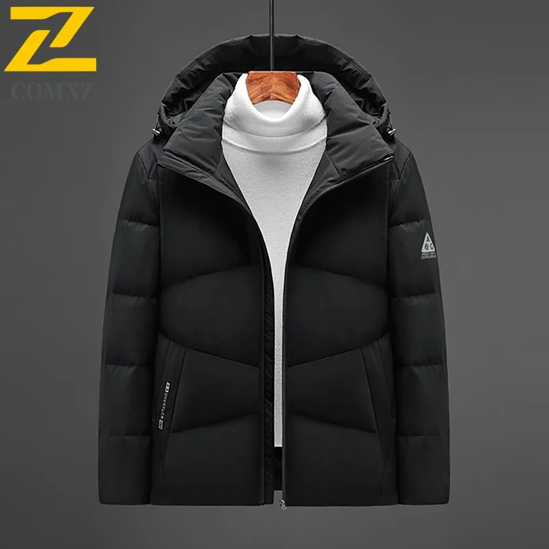 COMXZ Autumn Winter Fashion Stand Collar Coat Men Lightweight Down Jacket Short Style Trend Casual Versatile 80% White Duck Down