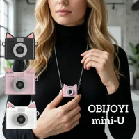 Mini Cámara Digital OBIJOYI de 0.96 Pulgadas, Cámara Retro Tipo Llavero, Compatible con Tarjeta de Memoria, Videocámara Pequeña 1080P con Flash