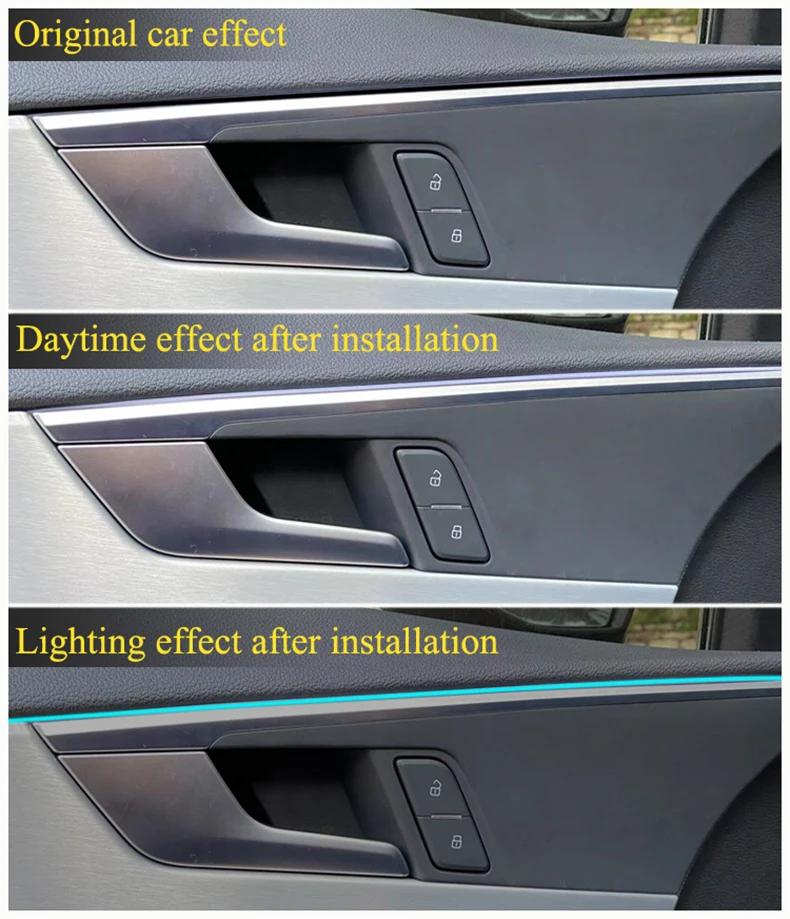 18 in 1 Umgebungslicht für den Innenraum des Autos, 64 Farben, atmen Sie die Armaturenbrett-Türdekoration, LED-Streifenlichter, RGB, Bluetooth, App-Steuerung, 12 V – Detail 6