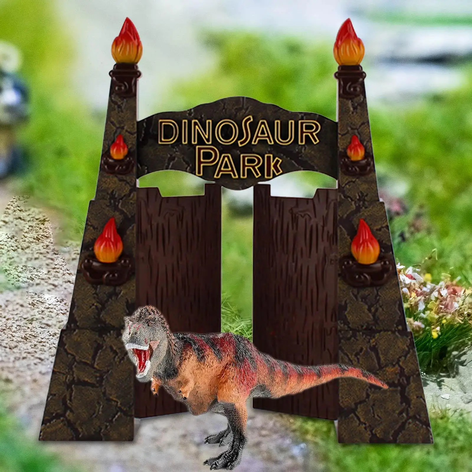 Gate Frame Accessories Decoration Sculpture DIY Model Dinosaur Park for Children