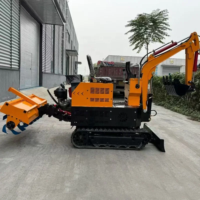 Crawler Digger Small 1.2ton Excavator 25Hp 35Hp Rotavators Farm Soil Tiller Cultivator Machine