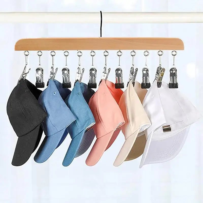 Cap Organizer Hanger Multi Functional Space Saving 12 Storage Clips Hanging Rack Clothes Organizer For Closet Bedroom Accessory