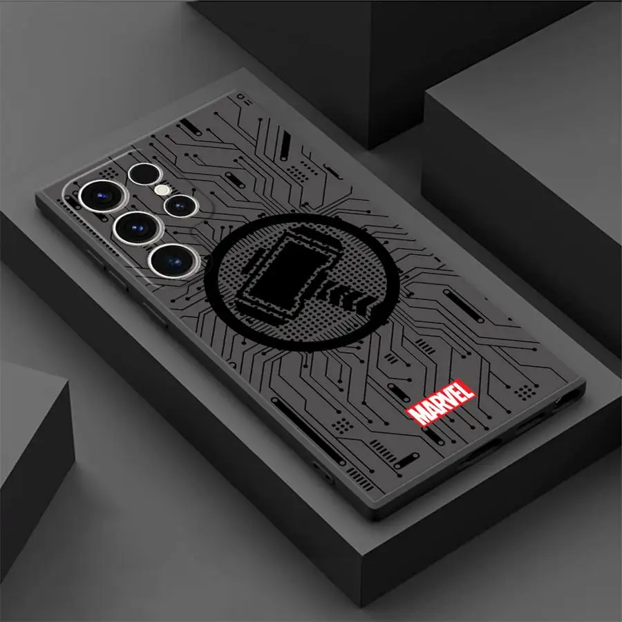 Marvel herói logotipo caso de telefone para samsung s21 s23 s22 s24 s25 plus s21 s22 s23 s24 s25 ultra s21 s23 s20 fe fosco
