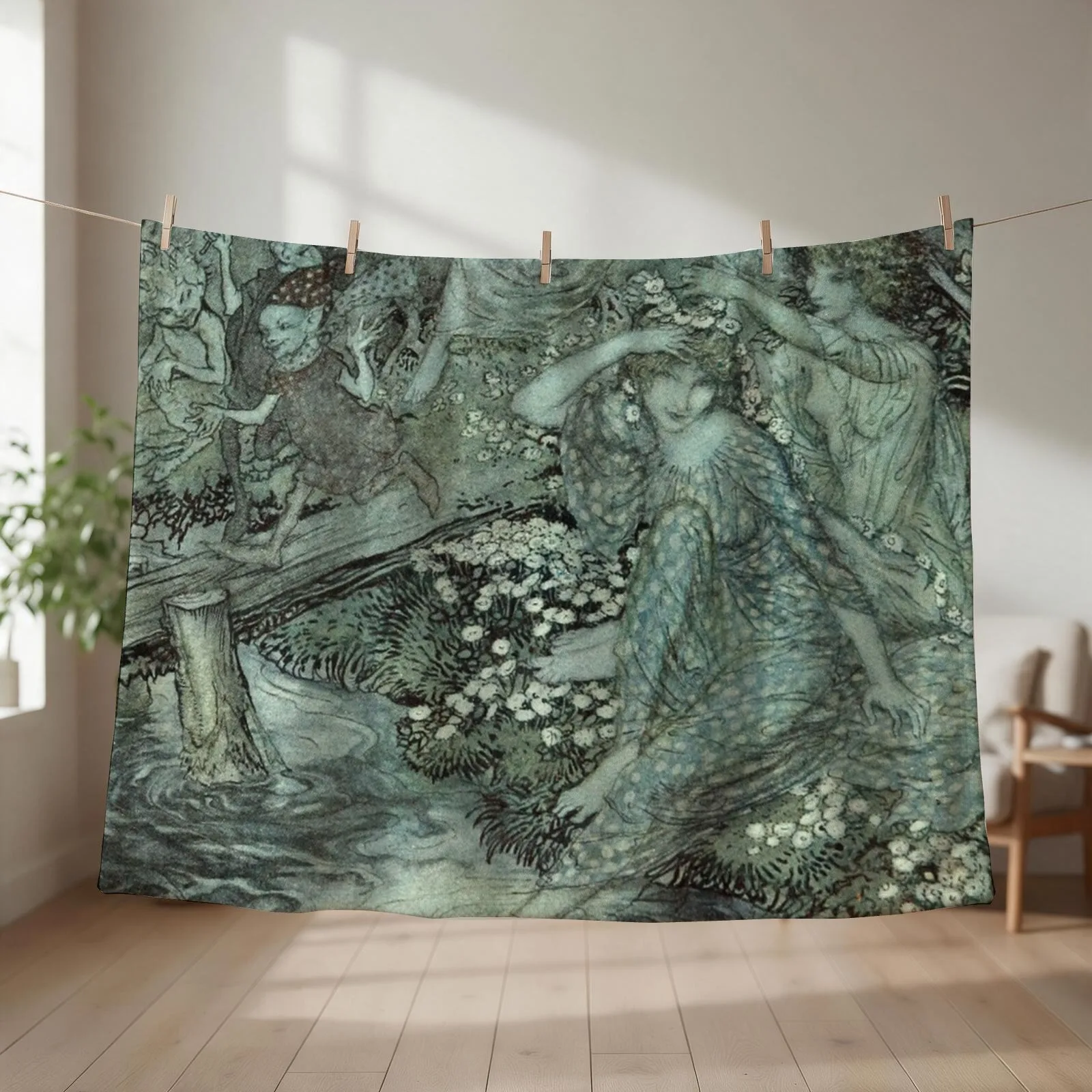 Arthur Rackham- Wood Nymphs Throw Blanket Softest Beach Decorative Sofa Kid'S Blankets