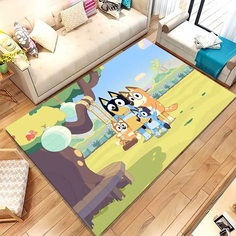 Cartoon B-Bluey Family Dog Living Room Non-Slip Area Rug Soft Carpet for Bedroom  Playroom Sofa,Home Decor Doormat Gift