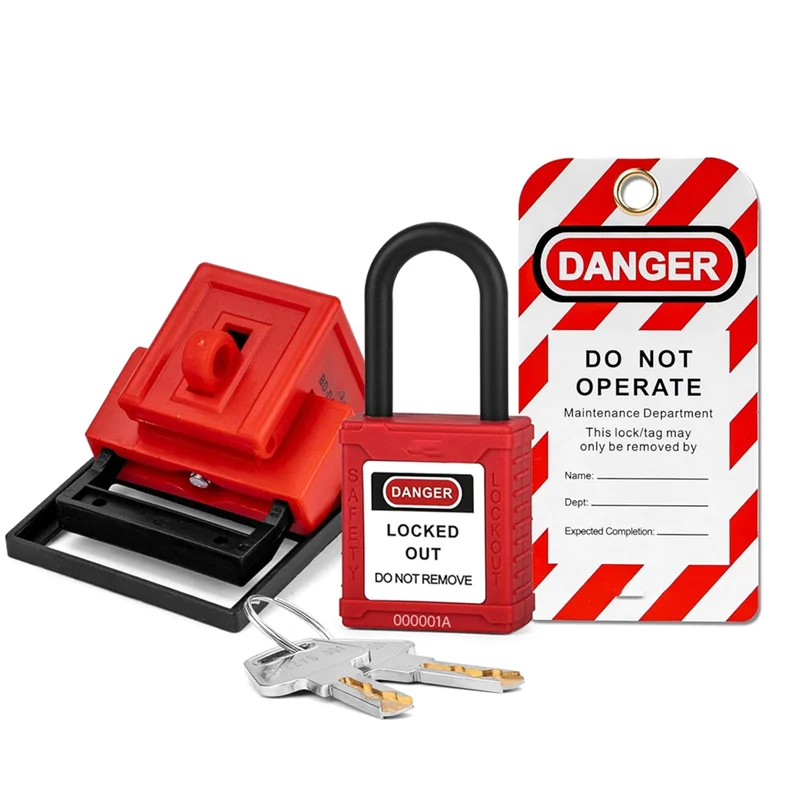 

AA87 Circuit Breaker Lockout Device With Lotopad Lockand Tag For 480/600V Clamp-On Breaker Lock Out Tag Out B