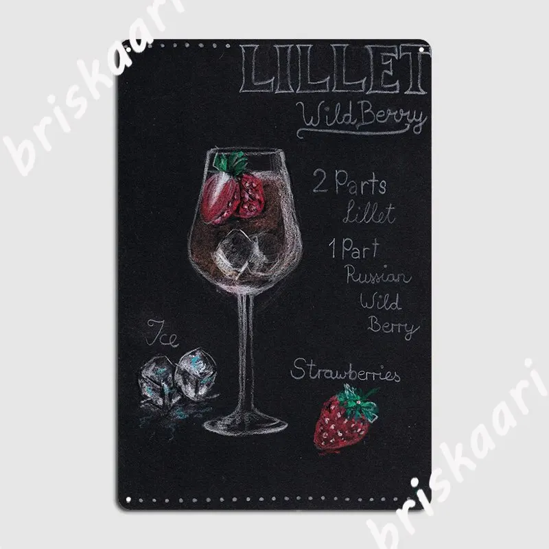 Металлический плакат Lillet Wildberry для влюбленных коктейлей, кухонная роспись, жестяной плакат