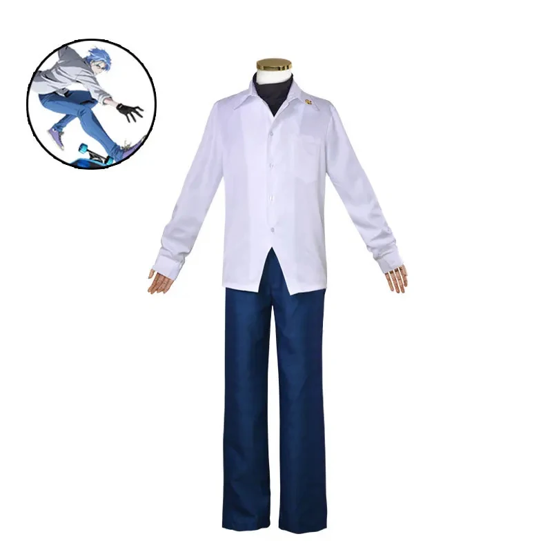 5;e,8\v,5/SK8 the Infinity Anime Langa Hasegawa Cosplay Costume SK Eight Short Wigs Shirt Pants Gloves Badge Uniform Hr;5'b\7,k/