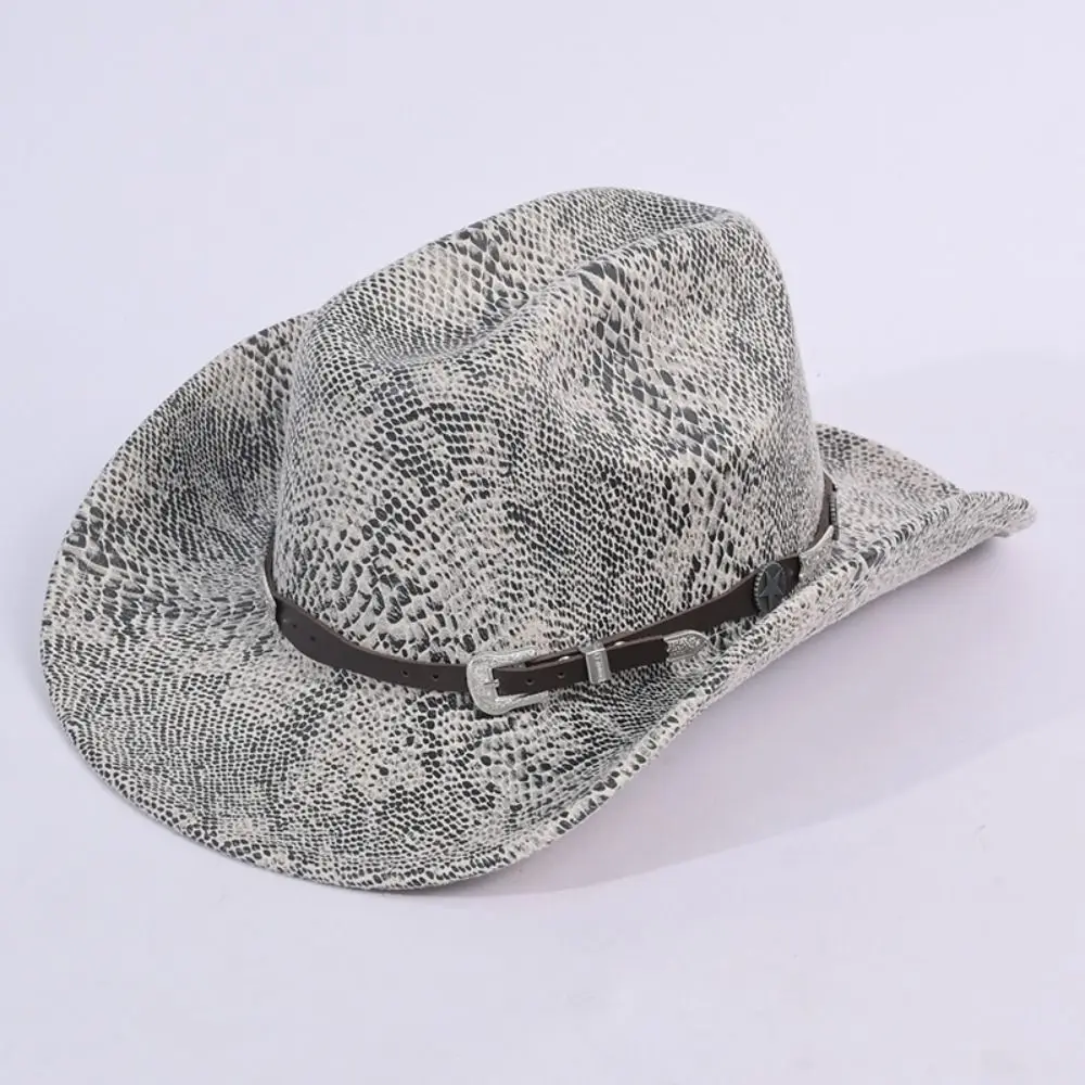 Chapéu de cowboy ocidental estilo étnico cavalheiro aba larga serpentina cavaleiro chapéu rolo aba poliéster cowgirl jazz chapéu proteção solar