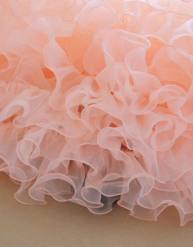 New Style Hard Shapely Organza Ruffled Lace Fabric Skirt Dress Bouquet  Applique X466