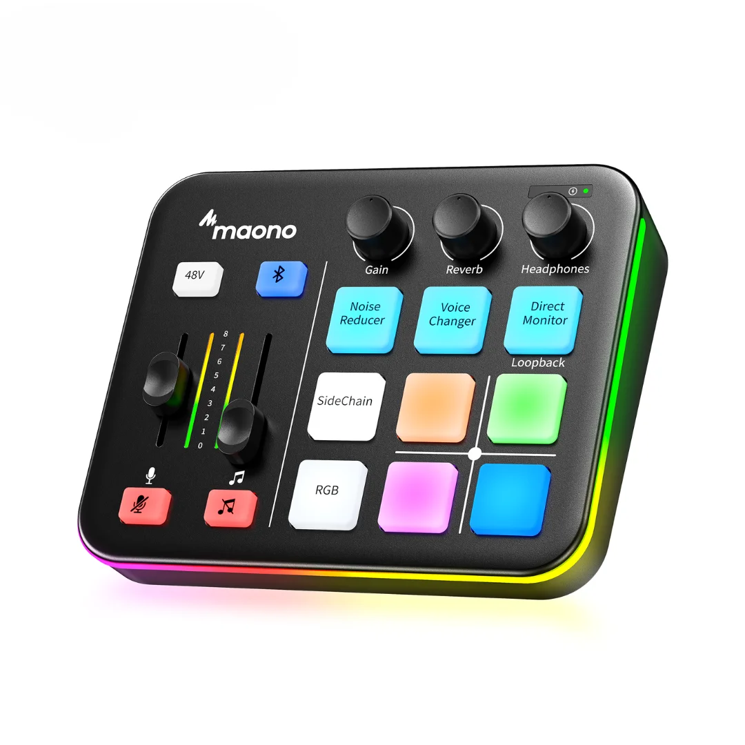 

Maono G1 NEO Gaming Audio Mixer Live Streaming Soundcard Light Weight Bluetooth RGB Light Direct Monitor XLR Input 48V