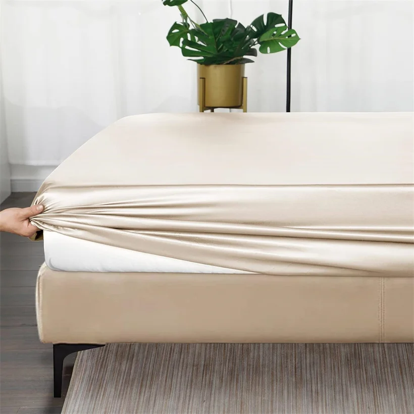 

Простыня из шелкового шелка шелковицы с резинками 23-местные наматрасники из чистого шелка для односпальной двуспальной кровати размера «king-size», роскошные простыни