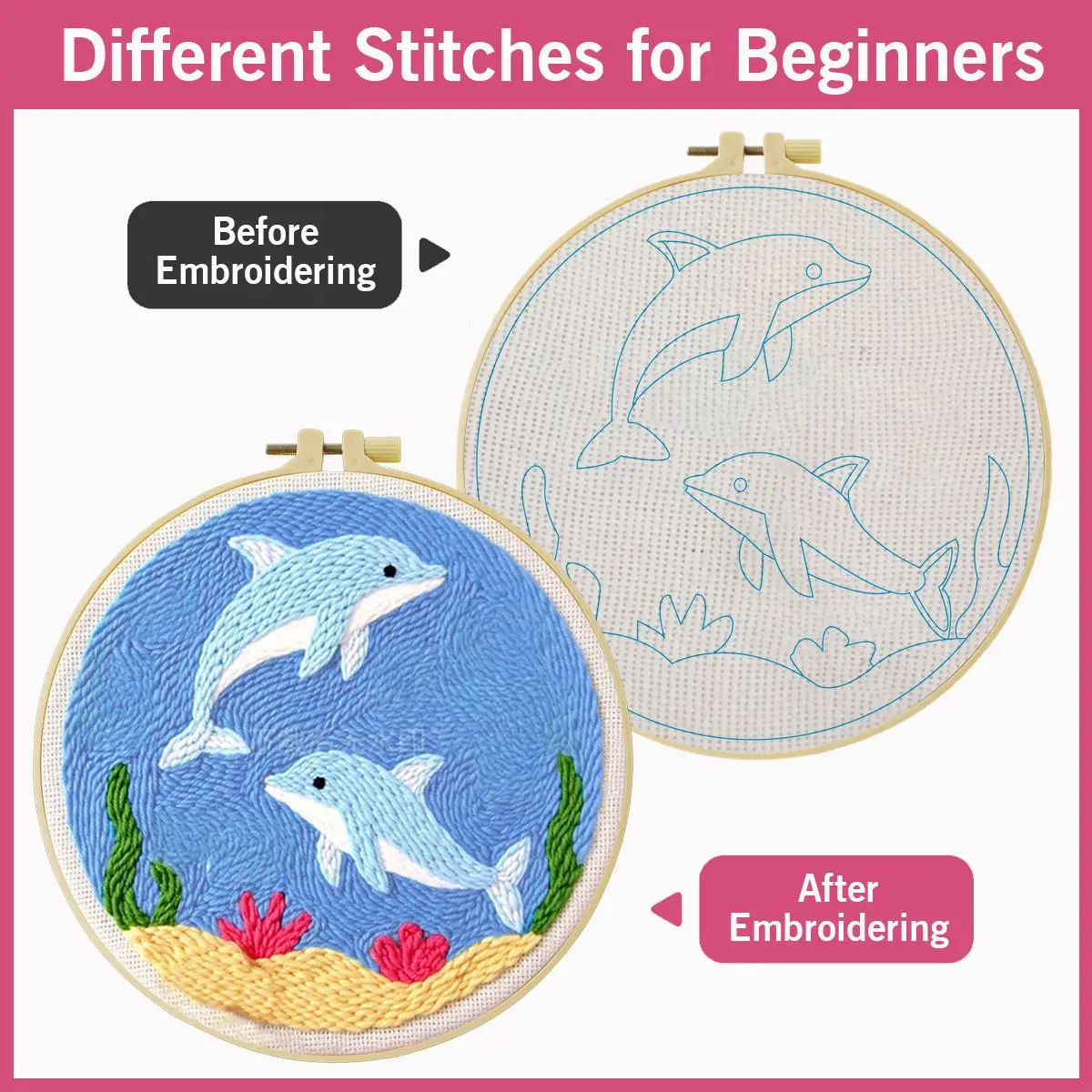 20X20CM/7,87 Zoll Wal-Sticknadel-Set, Stickerei-Kit, Strickstickerei, DIY, handgemachtes Geschenk, Nähkunst – Detail 5