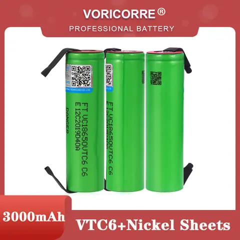 VTC6 18650 Rechargeable Battery + Nickel Sheets VariCore