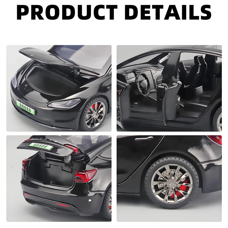 1:32 2024 Model 3 Alloy Car Model Diecast Metal Toy Car Vehicles Model High Simulation Sound and Light Collection Childrens Gift