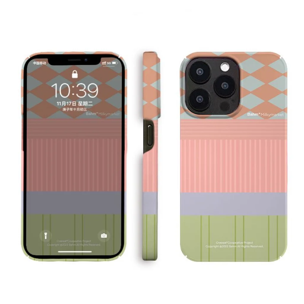 Ins Autumn Fruit Checkered Retro Powder Phone Case for IPHONE 15PRO MAX 13 PRO 13 PRO MAX 14PLUS Acrylic Hard Mobile Phone Cases