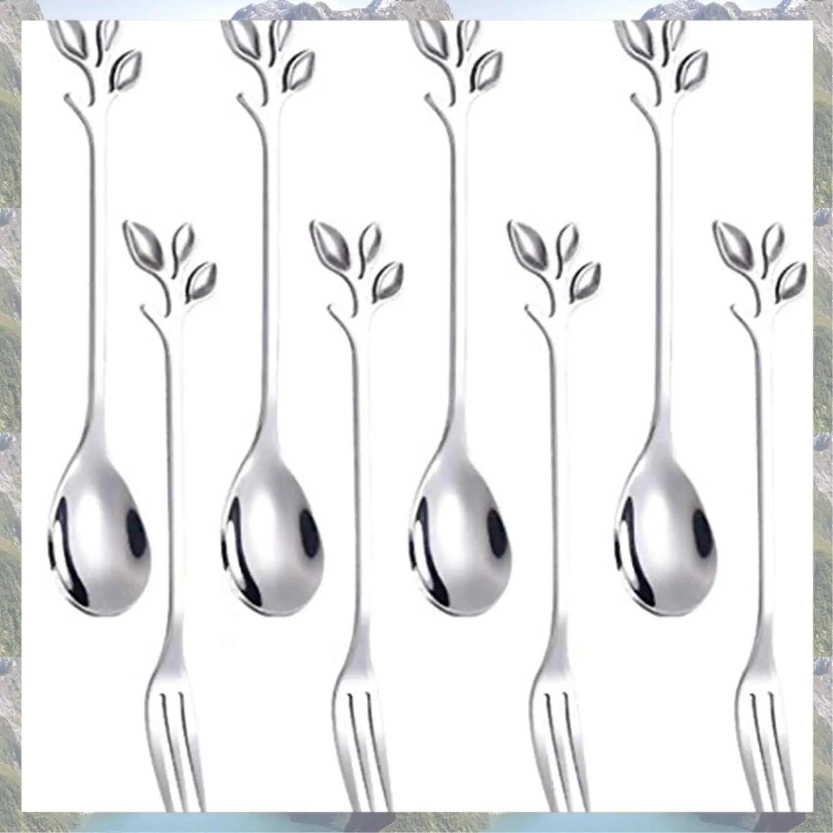 

2025 Trend Dessert Spoon And Fork Set Cake Fork Coffee Spoon Creative Fruit Fork Stainless Steel