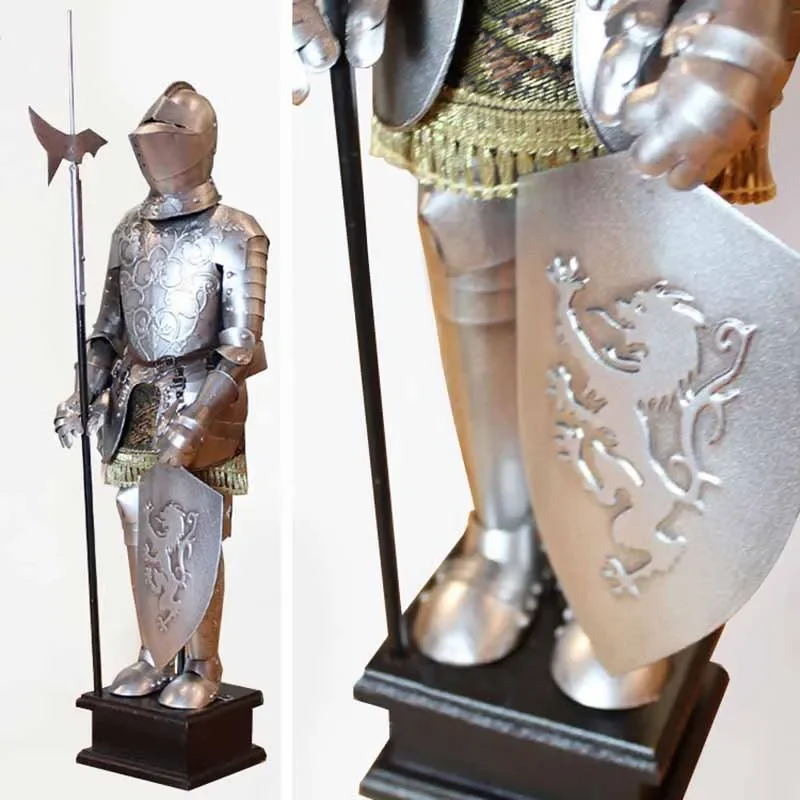 Miniatures Knight Armor Figurines Interior Desktop Sculptures Retro Medieval Home Decorations Creative Living Room Ornaments - view 2