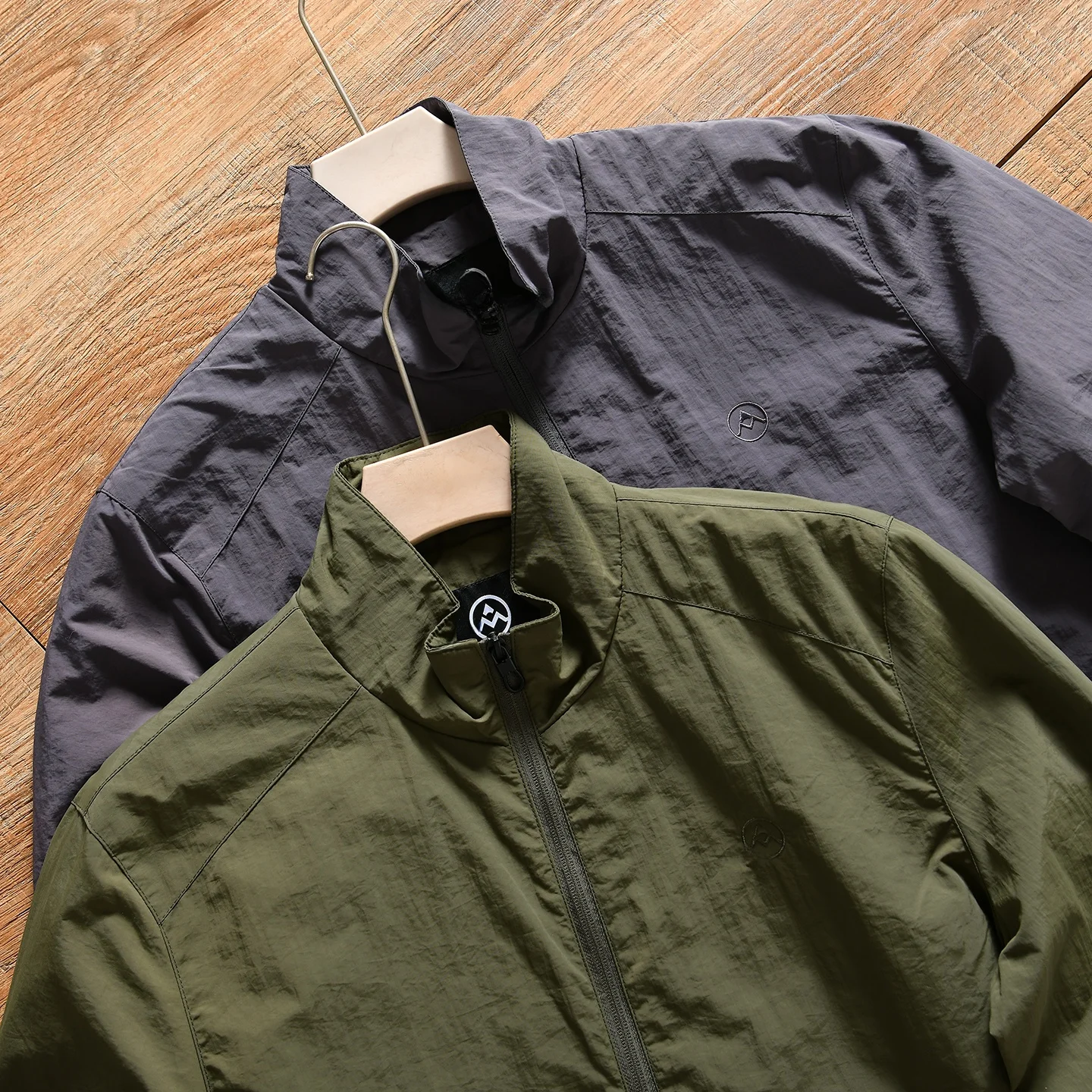 Wear-Resistant Tear-Proof Spring Autumn Men's Thin Outdoor Stand Collar Jacket Trendy Polyester/Nylon Composite Fiber