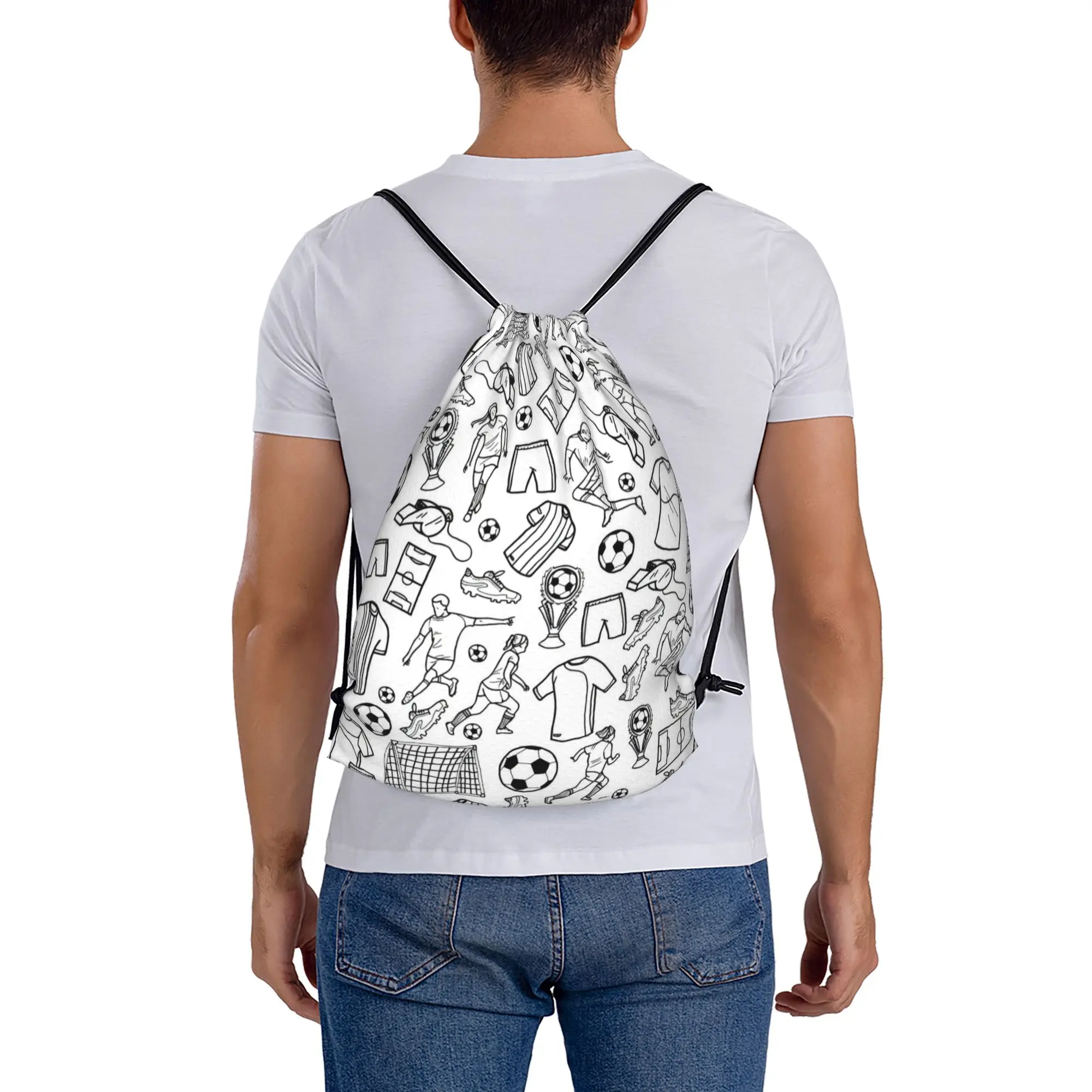 Soccer Football Fan Merch 3  Portable Travel Drawstring Backpack Riding Backpack Gym Clothes Drawstring Bags