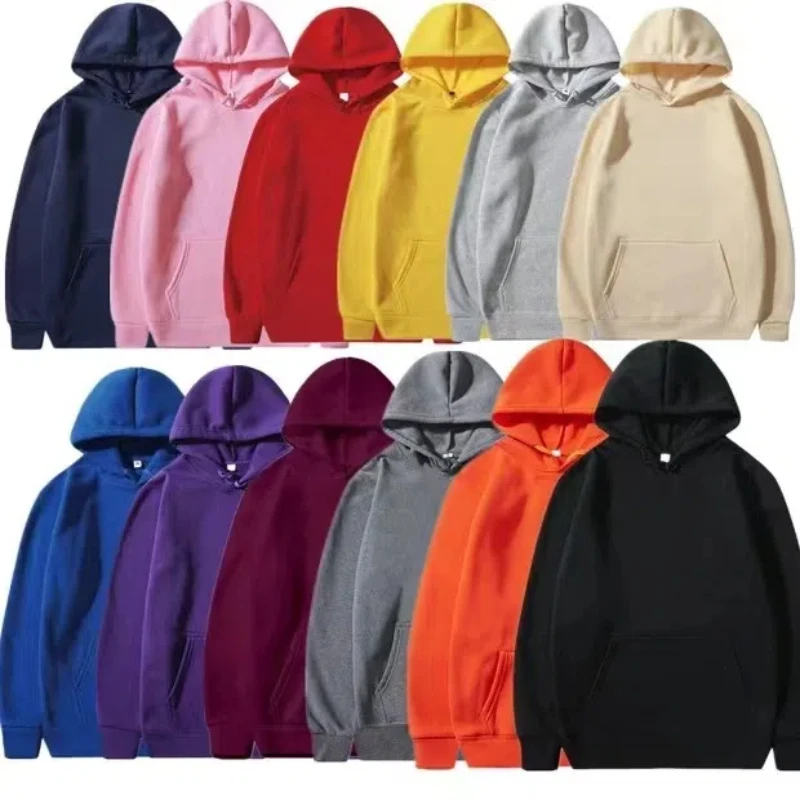 2024 men's and women's new hooded sweatshirt men's solid color sweatshirt women's and men's long sleeved inserted pocket pullove