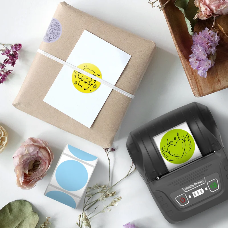 6 Rolls Circular Color Label Thermal Paper Sticker Used for P50 KAYSION Phomemo Portable Printer 30mm Waterproof Adhesive Label