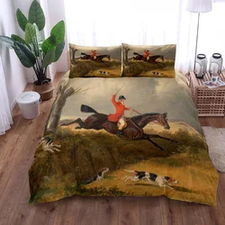 Fox Hunting Art Duvet Cover Set EU Single Double King US Twin Full Queen Size Bedclothes