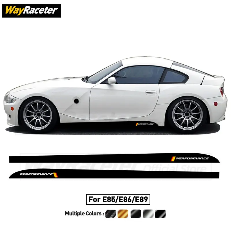 2 Pcs M Performance Decal Carbon Fiber Vinyl Door Side Stripe Skirt Sticker For BMW Z4 E85 E86 E89 2002-2016 Accessories