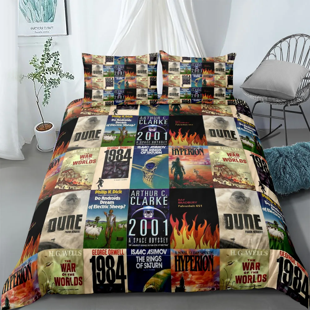 1980s Science Fictions Plate Duvet Cover Set EU Single Double King US Twin Full Queen Size  Bedclothes