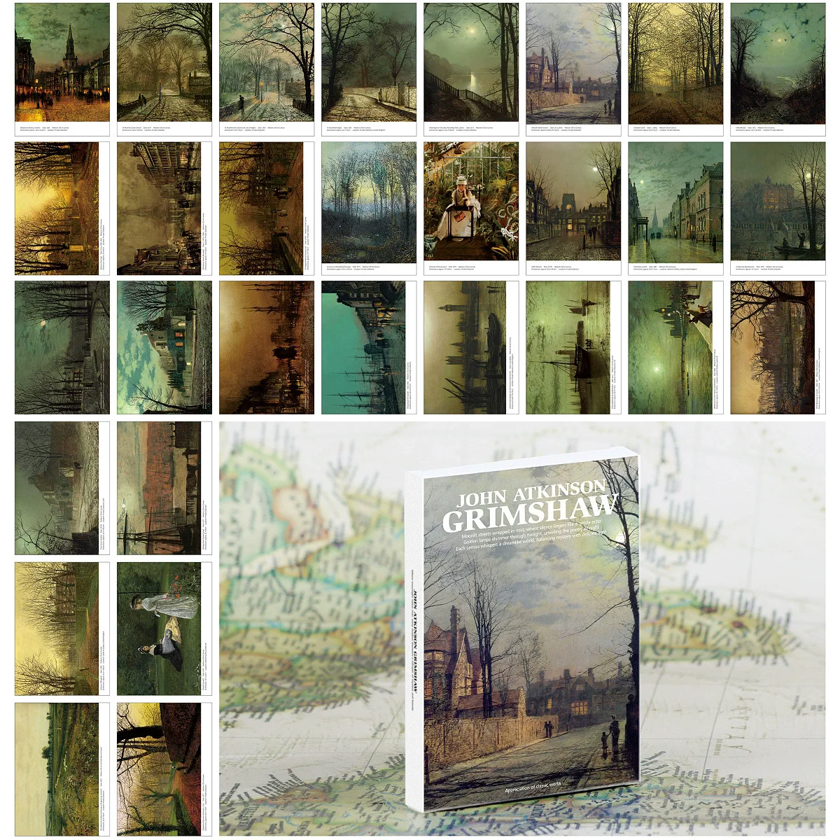 

30 шт. John Atkinson Grimshaw картина маслом набор открыток-винтажные виды на улицу художественная коллекция карточек идеальный подарок и декор