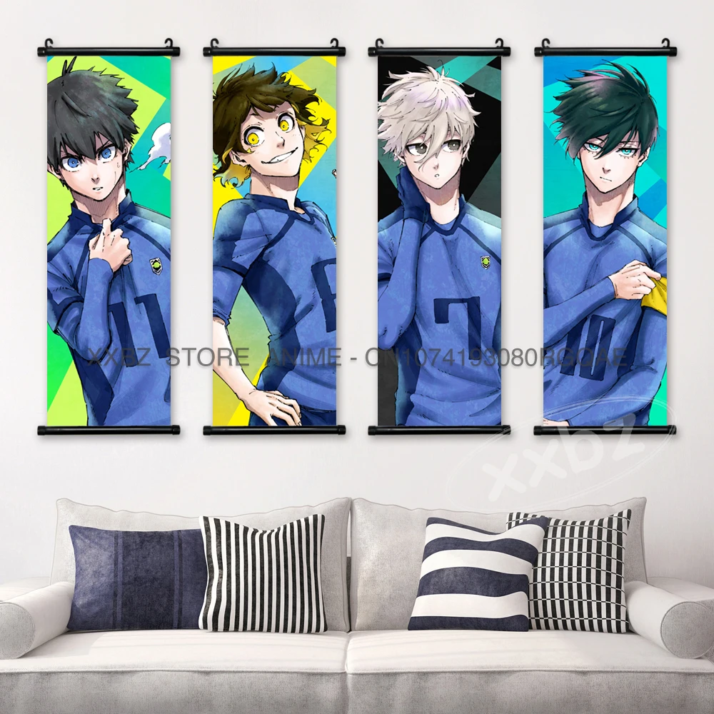 Blue Lock Scrolls Bilder Leinwand Poster Japanische Anime Wandkunst Isagi Yoichi Hängende Malerei Chigiri Hyoma Home Dekoration – Detail 3