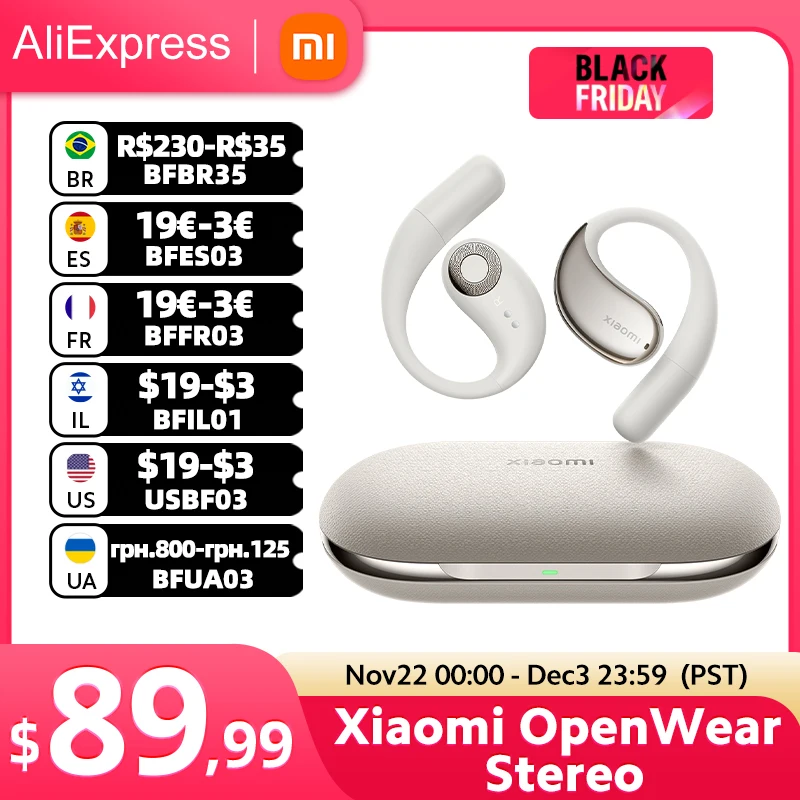 Global Version Xiaomi OpenWear Stereo Dual-mic with AI noise reduction for clear calls High Resolution Audio Extra-long battery