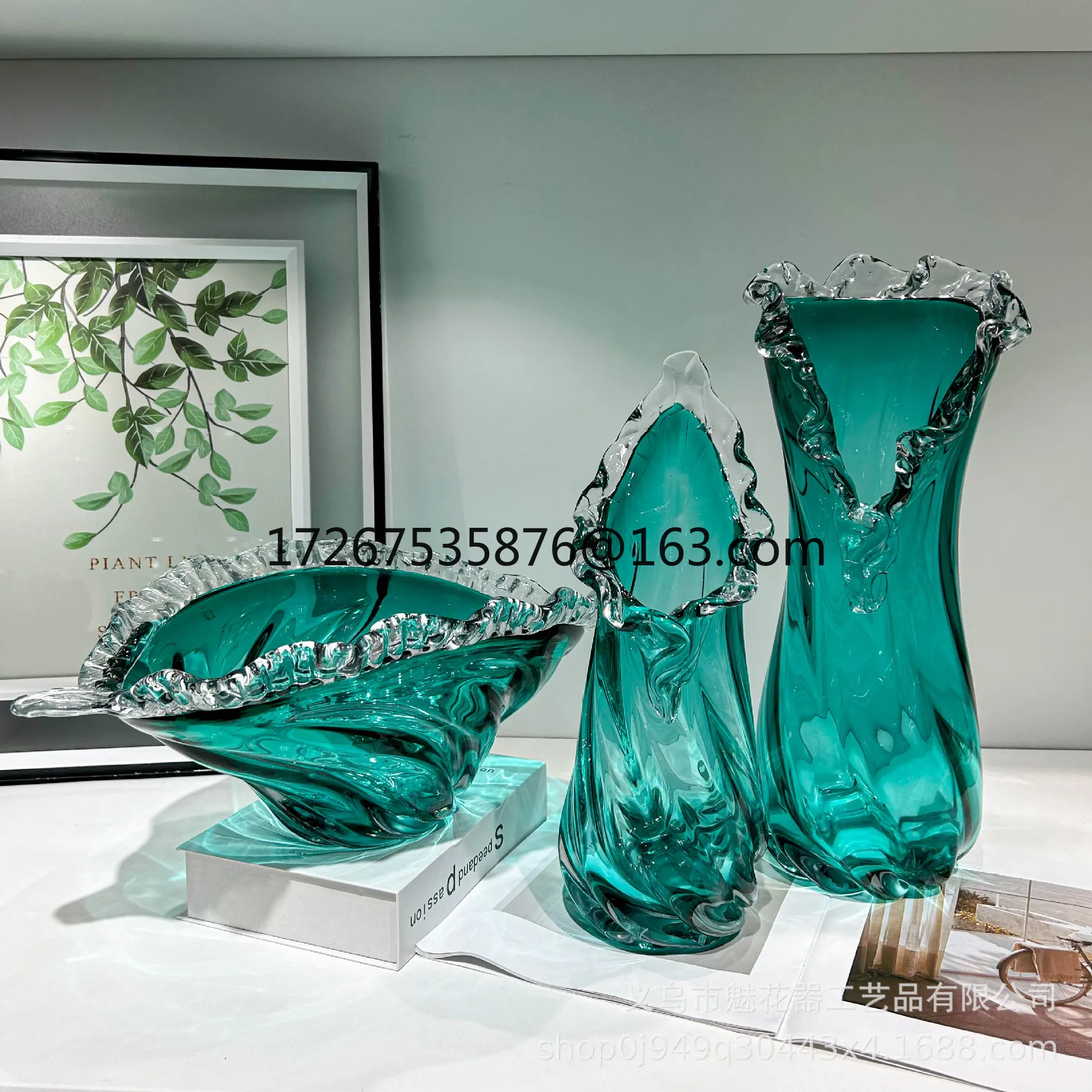 

Light luxury glass vase wavy lace fruit plate home living room desktop decoration ornament