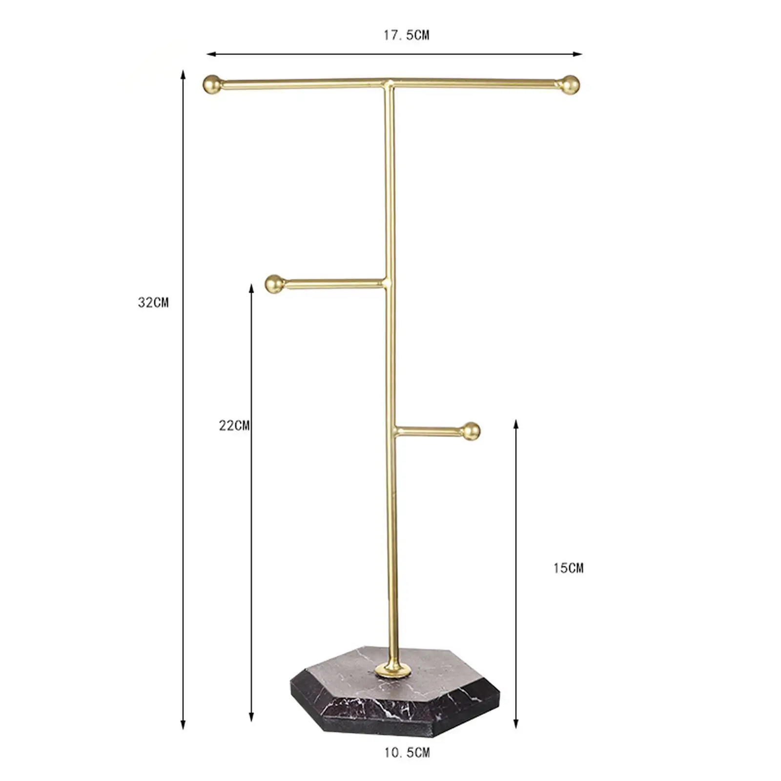 T Bar Jewelry Stand Tabletop Multifunction Jewelry Hanging Pendant Jewelry Organizer Tower for Necklace Watch Bangle Rings Props