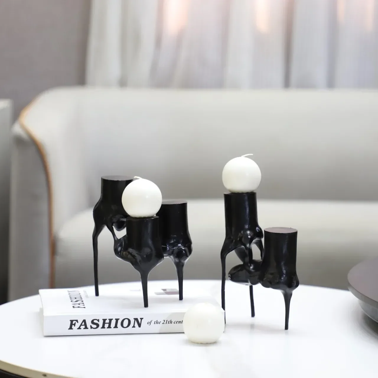 Metal Candlesticks Candelabrum Desktop Storage Container Candle Holder Abstract Irregular Cast Iron Tripod Candle Holder