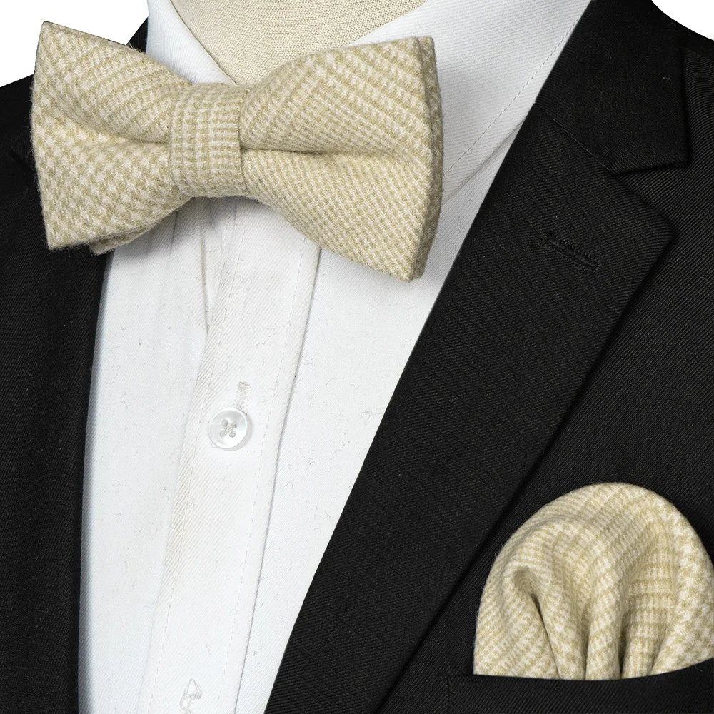 EASTEPIC Kaschmir-Krawatte, doppellagig, dick, Fliege für Herren, Einstecktuch-Set, Woll-Accessoire, warme Farbe, Hochzeitsgeschenk, Winterparty – Detail 18