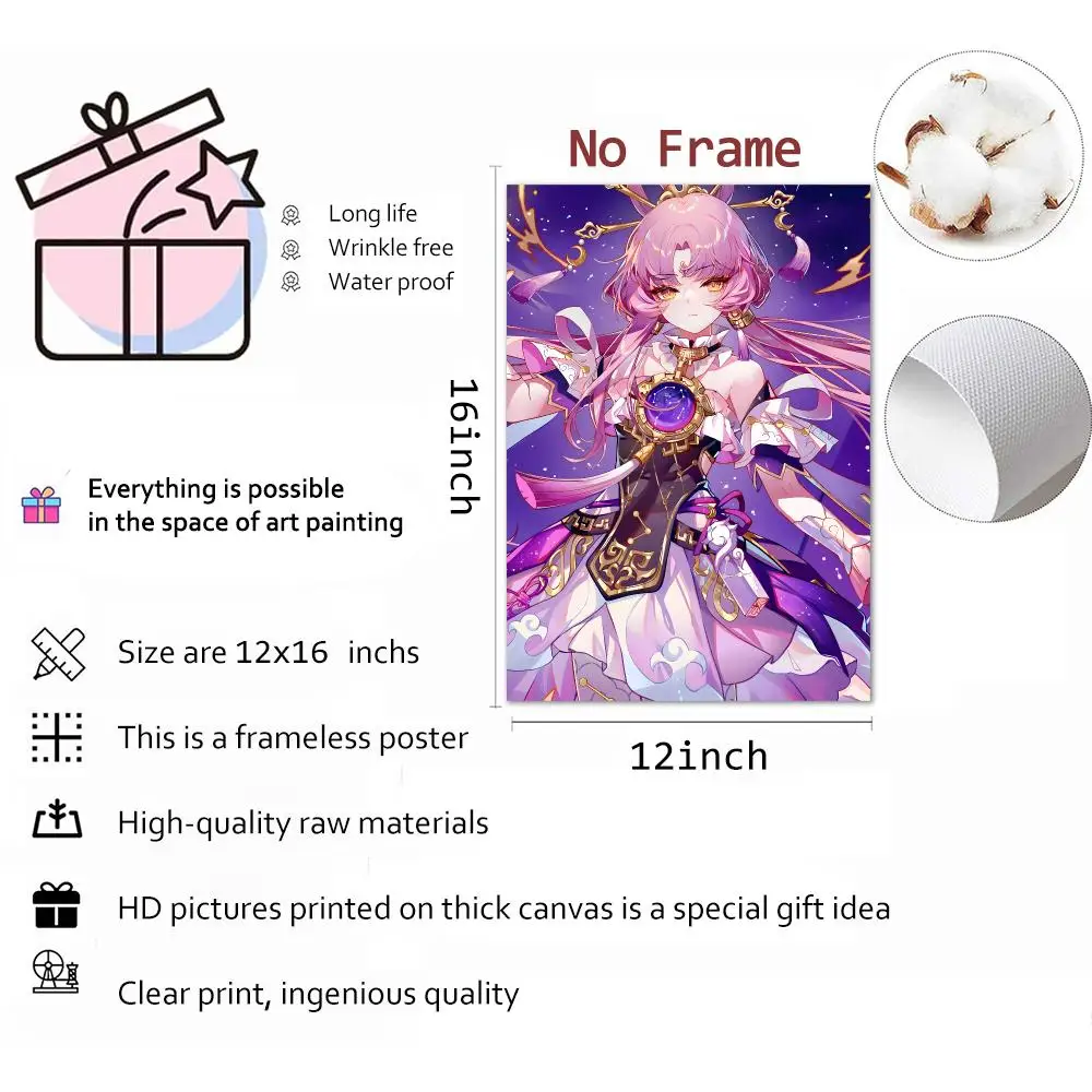 Game Tactician Character Honkai Star Rail Fu Xuan Painting Calligraphy Canvas Wall Art Mural Living Room Canvas Decor Gifts