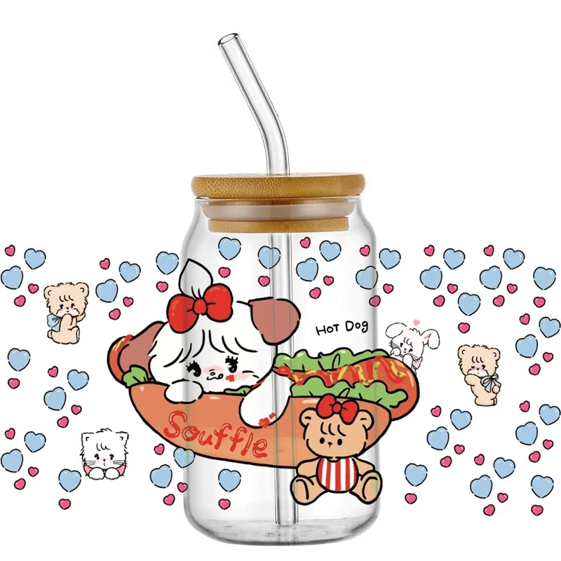 Мультяшные водонепроницаемые наклейки Miniso Mikko с защитой от УФ-излучения, наклейки для кружек, кружек, 3D наклейки для самостоятельной сборки, наклейки для 16 унций, стекло Libbey