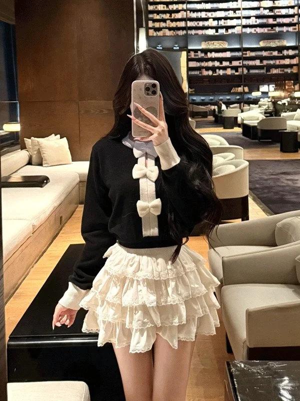 

Korean Sle Knot ort Knitted Sweater Faionable Retro Ne Design Long Sve Women's Top for Spring And Autumn