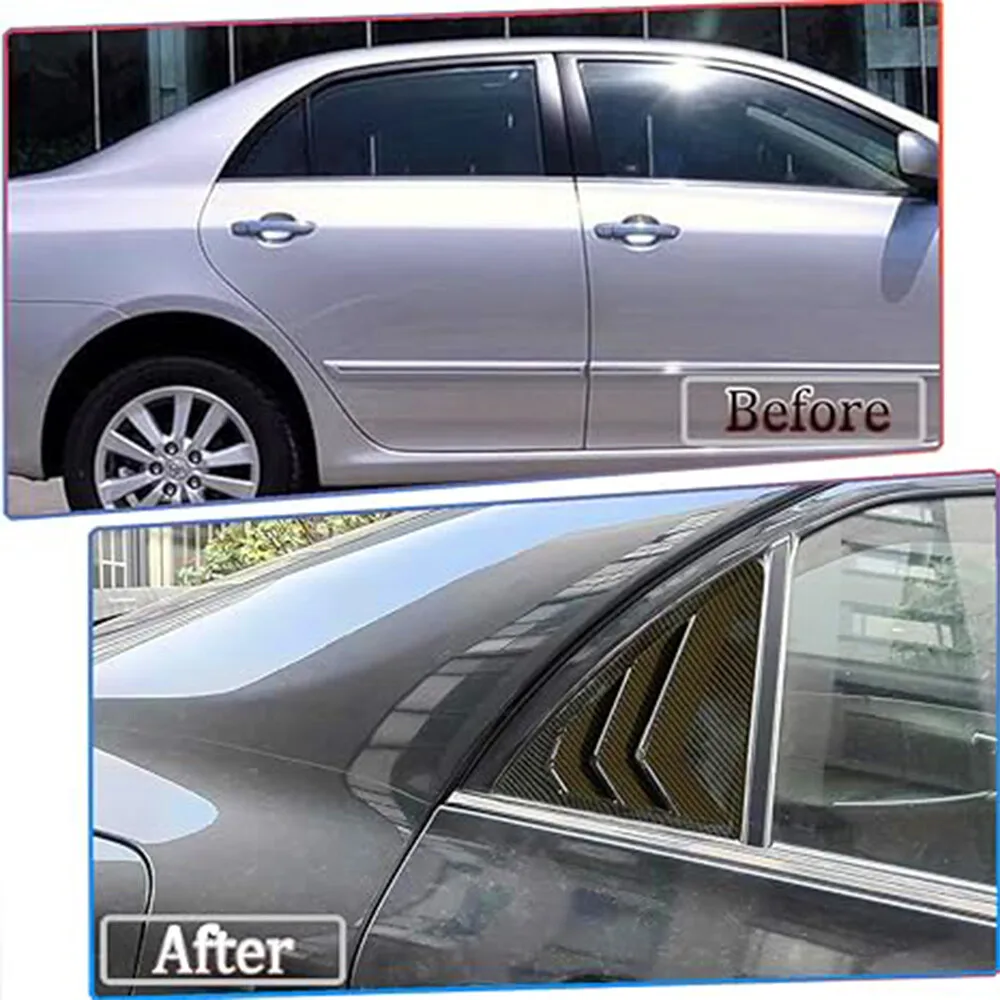 2X For Toyota 10th Corolla 2008-2013 Car Rear Side Window Louver Shutter Cover Trim Sticker Vent Scoop Exterior Cap Accessories
