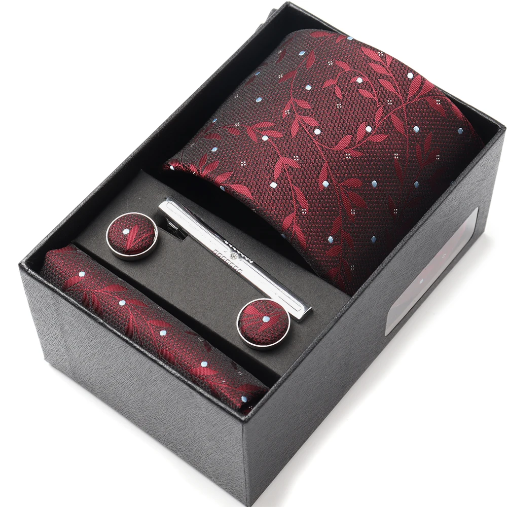 Pocket Square Cufflinks Set Tie Set Box for Men, Gift Box