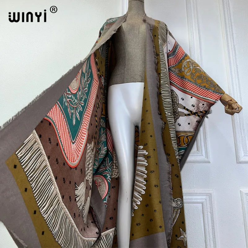 WINYI jesienna afrykańska sukienka moda na wybieg boho zimowy kardigan kobieta kimono imprezowa sukienka damska abaya stroje dla kobiet płaszcz