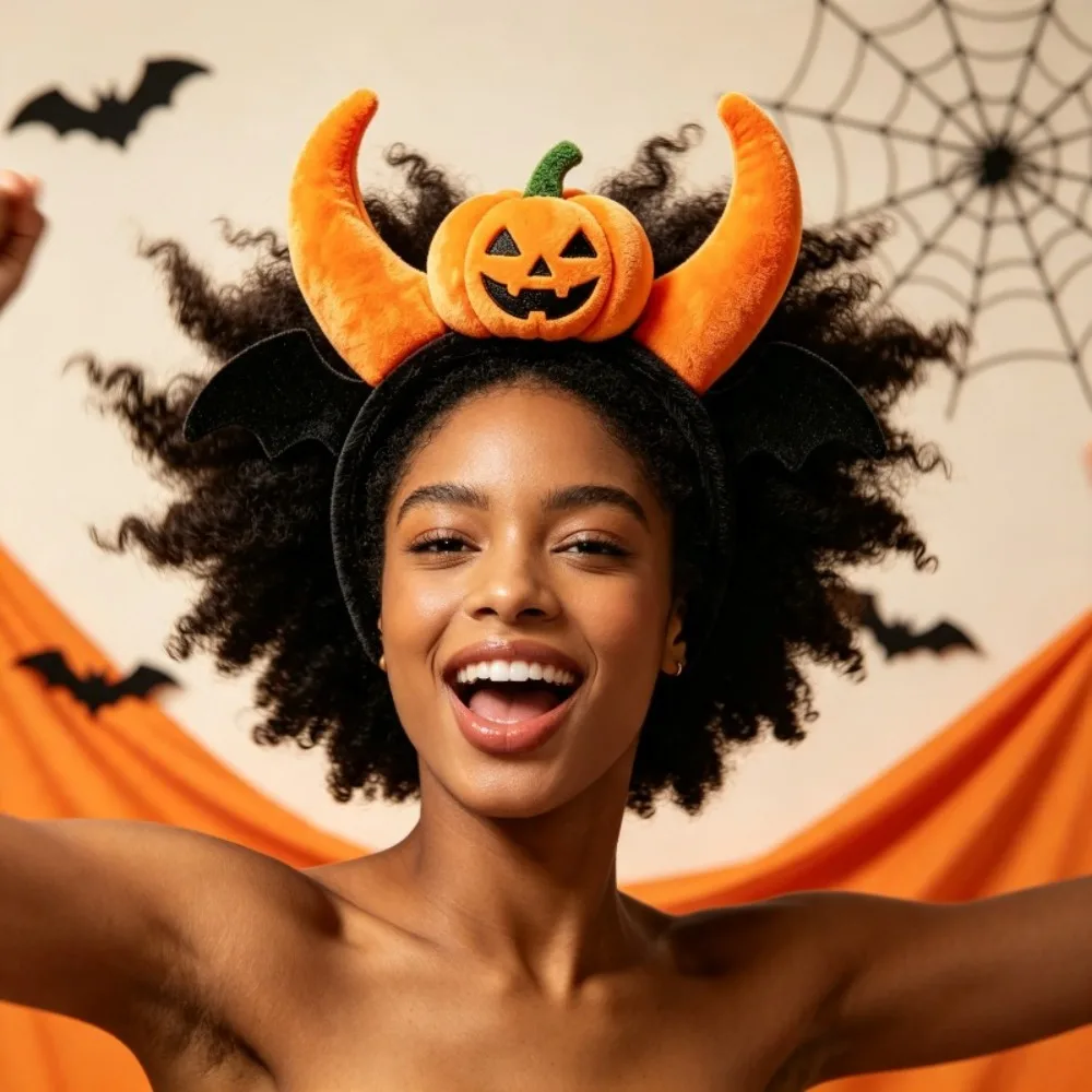 Photo Booth Prop The Terrifying Halloween Pumpkin Headpiece Is Perfect for Horror Themed Party Role-playing and Nightclub Events