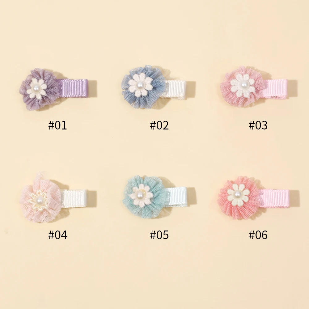 6Pcs/Set  Girls Cute Flower Hairpins for Kids Children Sweet Pearl Hair Clip Boutique Barrettes Baby Hair Accessories Gift