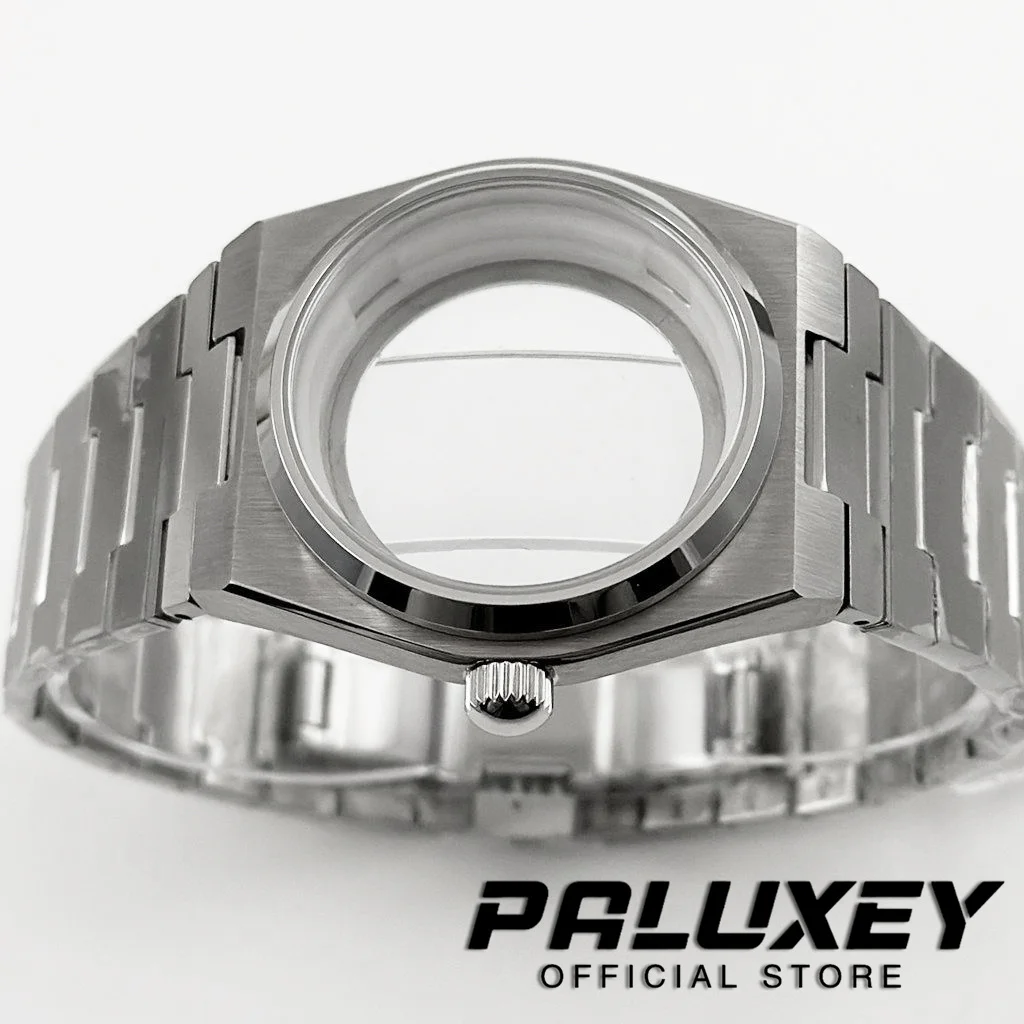 PRX NH35 40MM 실버 링 사파이어 크리스탈 플루트 베젤 시계 케이스 PRX 슈퍼 플레이어 NH34 NH35 NH36 NH38 무브먼트 용 부품