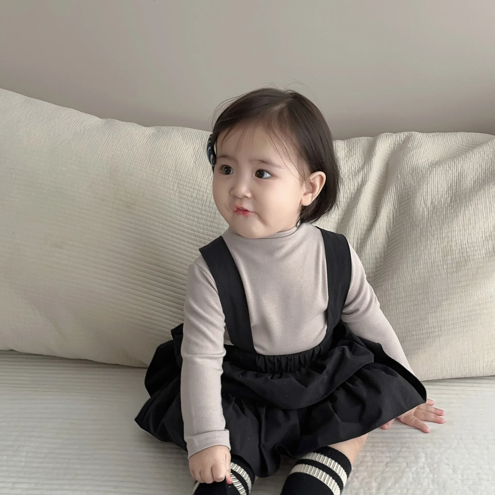 2024 Autumn New Baby Girl Sleeveless Strap Dress Solid Infant Girl Jumpsuit Dress Toddler Princess Clothes Kids Sling Dress