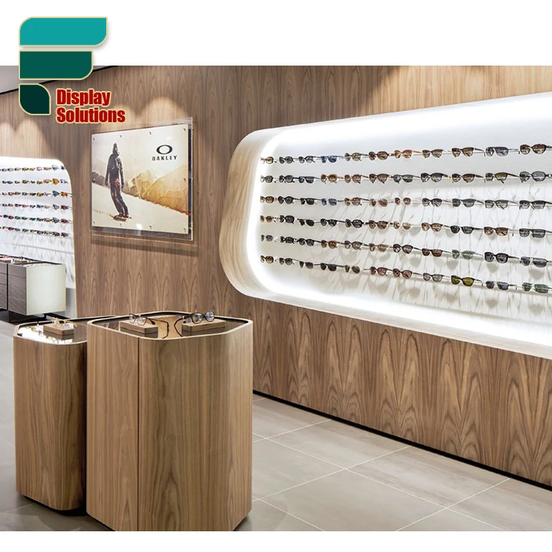 Customized-Modern Optical Design Shop Decoration Sunglasses Store Wooden Showcase Shop Sales