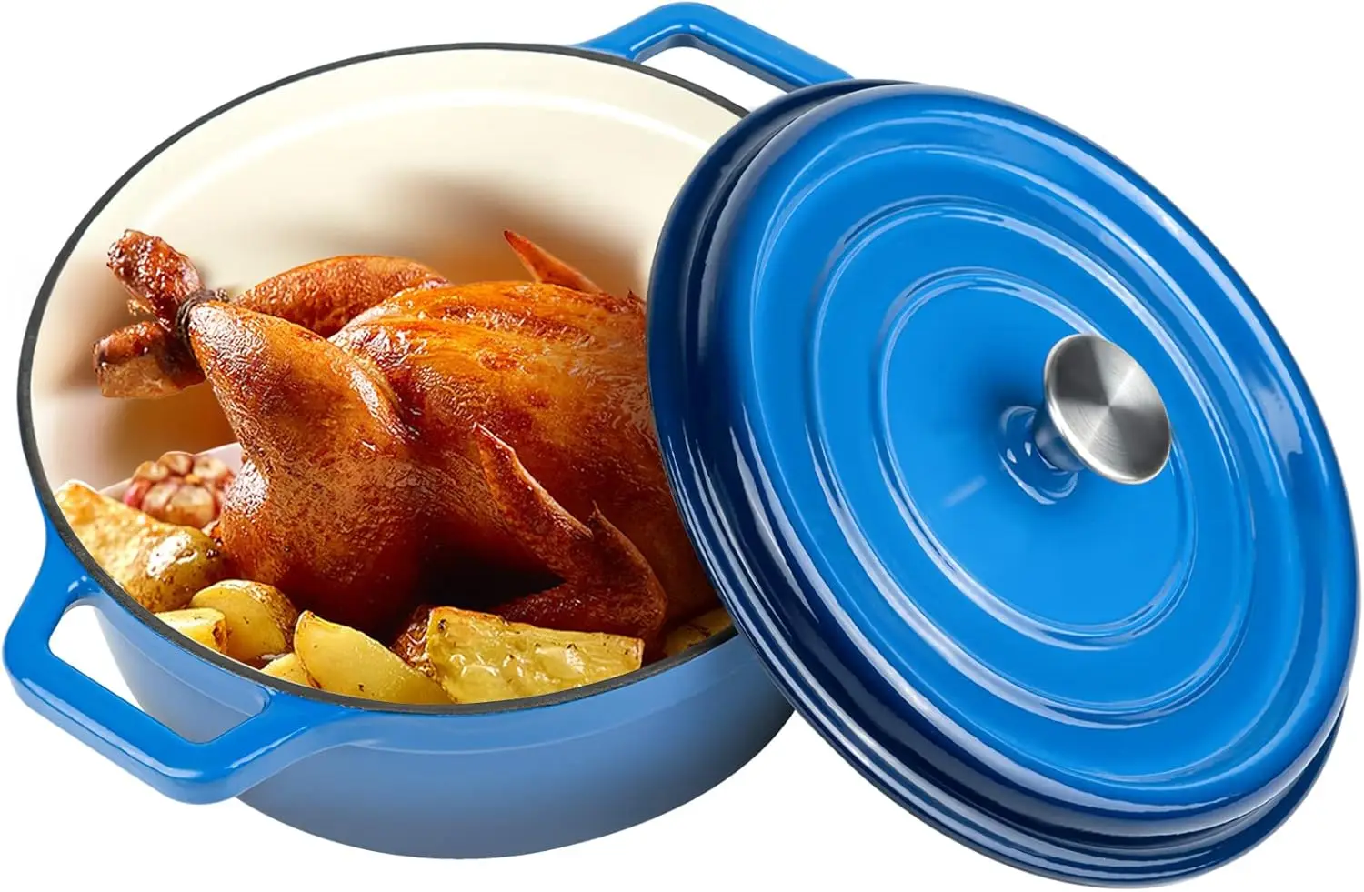 

6.5 Quart Enameled Dutch Oven Pot with Lid, Cast Iron Dutch Oven with Dual Handles for Bread Baking, Cooking, Non-stick Enamel C