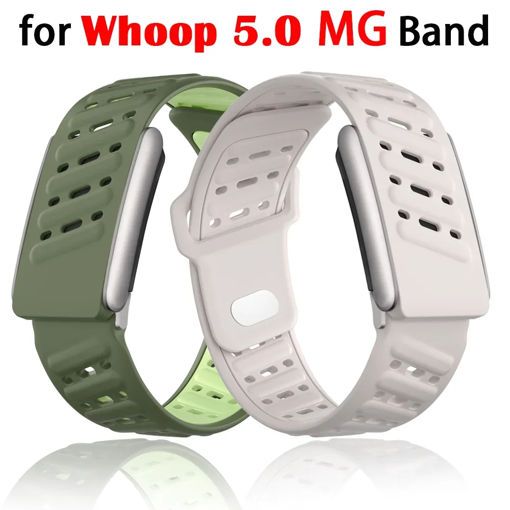 Offizielles Sport-Silikonarmband für Whoop 5.0 Zweifarbiges Weiches Band Atmungsaktives Armband für Whoop 5.0 MG Handgelenkband Correa Zubehör
